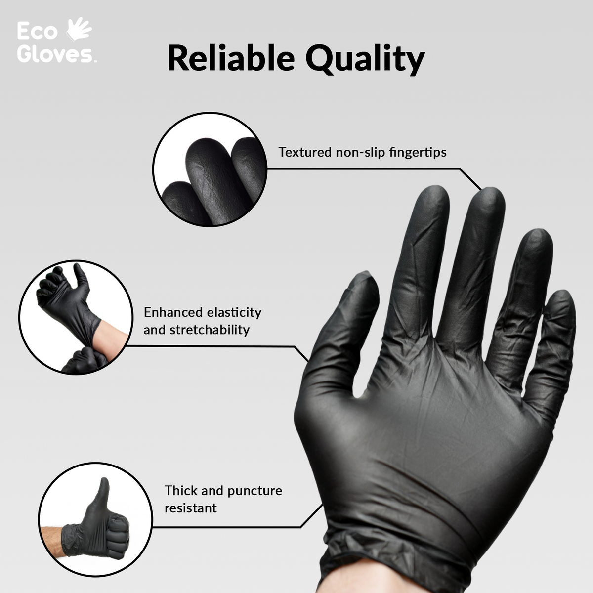 Kingfa Black Nitrile Disposable Gloves (5 mil) 1,000 Gloves 100 Rec