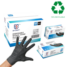 Load image into Gallery viewer, GP CRAFT Black Nitrile Exam Gloves (5 Mil) Powder Free, Latex Free, 1,000 Gloves - 100% Recyclable
