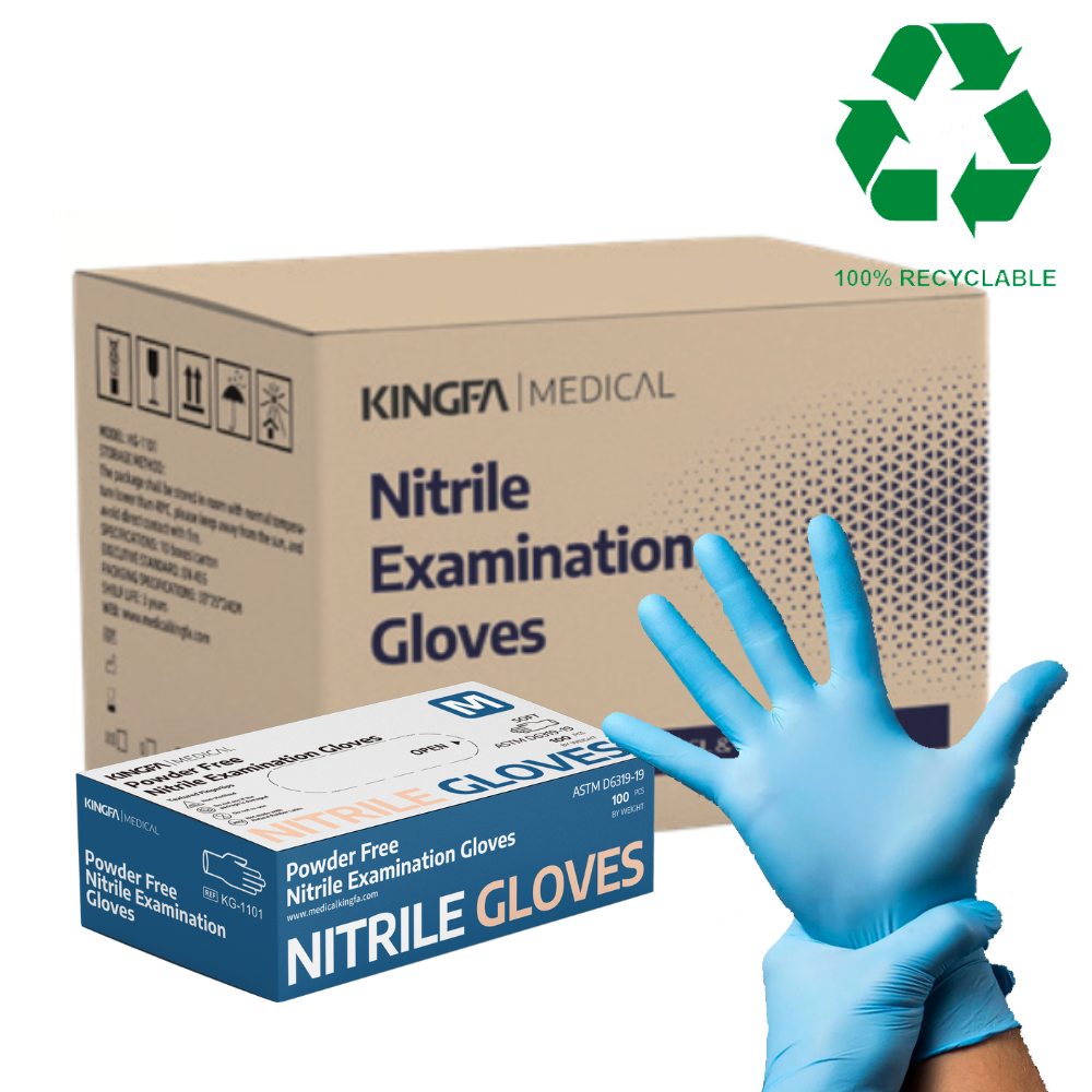 Blue Nitrile Disposable Gloves (3.5 mil) 1,000 Gloves - 100% Recyclable