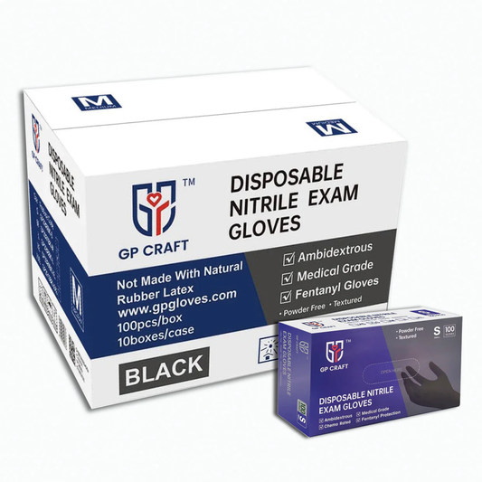 Chemo Grade Fentanyl Resistant Black Nitrile Gloves 6 Mil - BLACK (1,000 Gloves/Case) | GP51