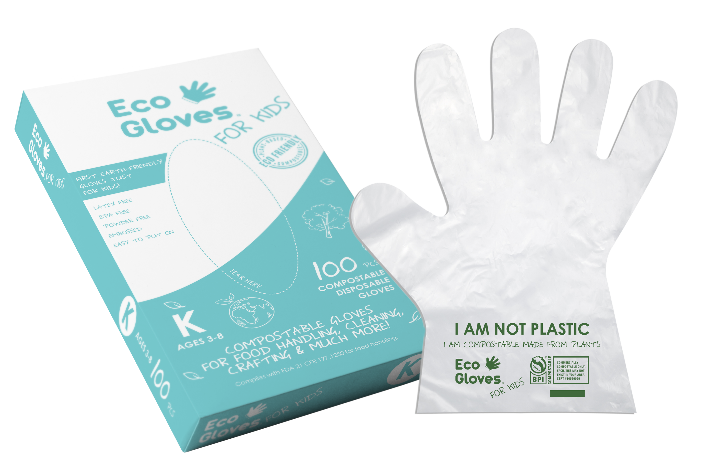 Kids Youth-Size Compostable Gloves (100 gloves/box)