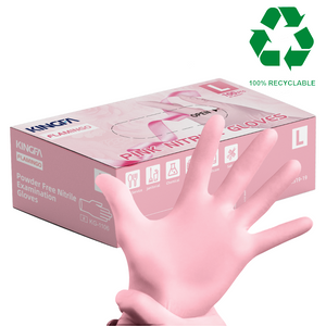 Pink Nitrile Disposable Gloves (3.5 mil) 100 Gloves/Box - 100% Recyclable