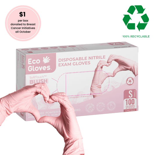 Nitrile Exam Gloves 4 Mil - Pink (100 Gloves/Box) | Eco Gloves SoftTouch™ BLUSH - Eco Gloves