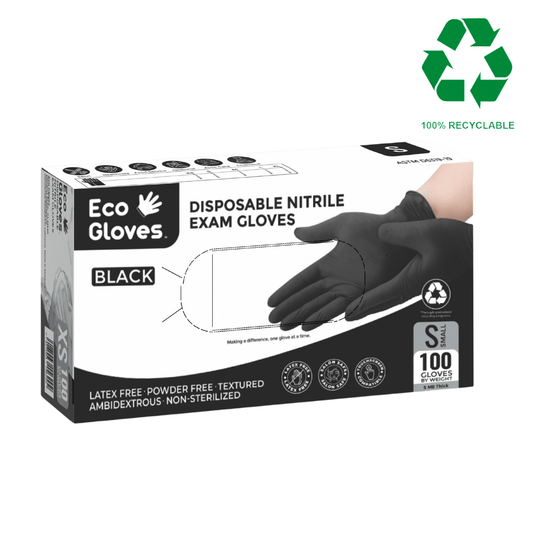 Nitrile Exam Gloves 5 Mil - Black (100 Gloves/Box) | Eco Gloves - Eco Gloves