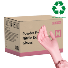 Load image into Gallery viewer, Pink, Nitrile Disposable Gloves 3.5 mil (Case of 1,000) - 100% Recyclable - Eco Gloves
