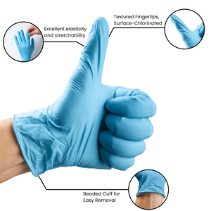 GP CRAFT Blue Nitrile Exam Gloves (4 Mil) Powder Free, Latex Free, 1,000 Gloves - 100% Recyclable