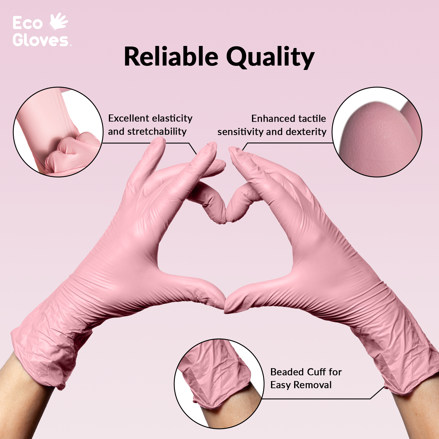 Kingfa Pink Nitrile Disposable Gloves (3.5 mil) 100 Gloves/Box - 100% Recyclable