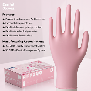 Pink Nitrile Disposable Gloves (3.5 mil) 100 Gloves/Box - 100% Recyclable