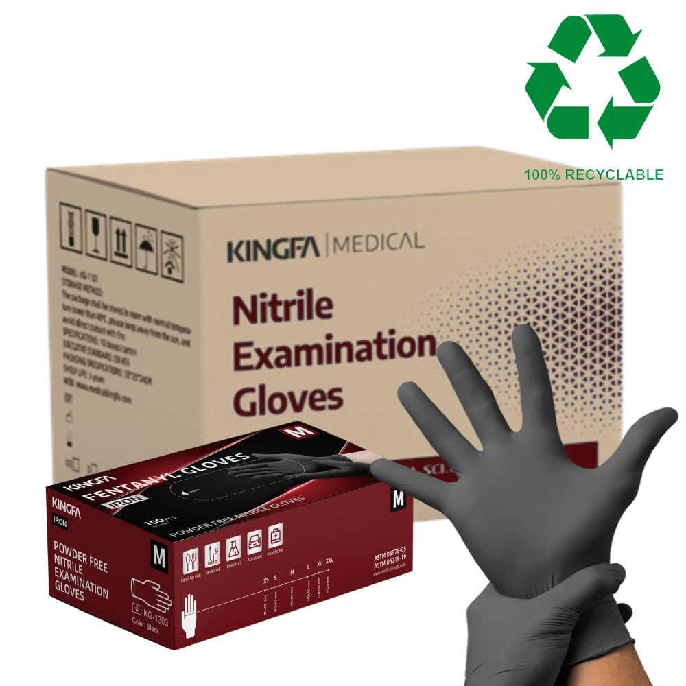 Black, Nitrile Disposable Gloves, 5 mil (Case of 1,000) - 100% Recyclable - $7.86/box