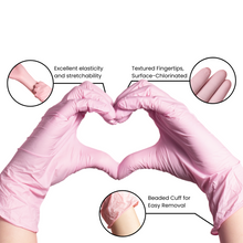 Load image into Gallery viewer, GP CRAFT Pink Nitrile Exam Gloves (4 Mil) Powder Free, Latex Free, 1,000 Gloves - 100% Recyclable
