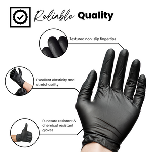 Black, Nitrile Disposable Gloves, 5 mil (100 gloves/box) - 100% Recyclable - SAMPLES