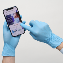 Load image into Gallery viewer, Blue Nitrile Disposable Gloves (3.5 mil) - 100% Recyclable - SAMPLES
