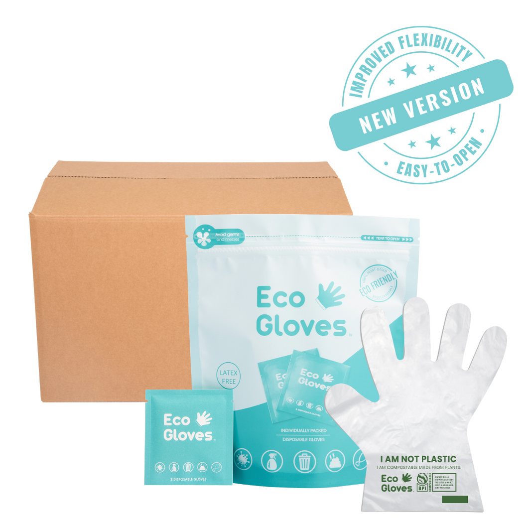 *New & Improved* Individually Wrapped Compostable Disposable Gloves (Case of 50 Bags)