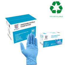 Load image into Gallery viewer, GP CRAFT Blue Nitrile Exam Gloves (4 Mil) Powder Free, Latex Free, 1,000 Gloves - 100% Recyclable
