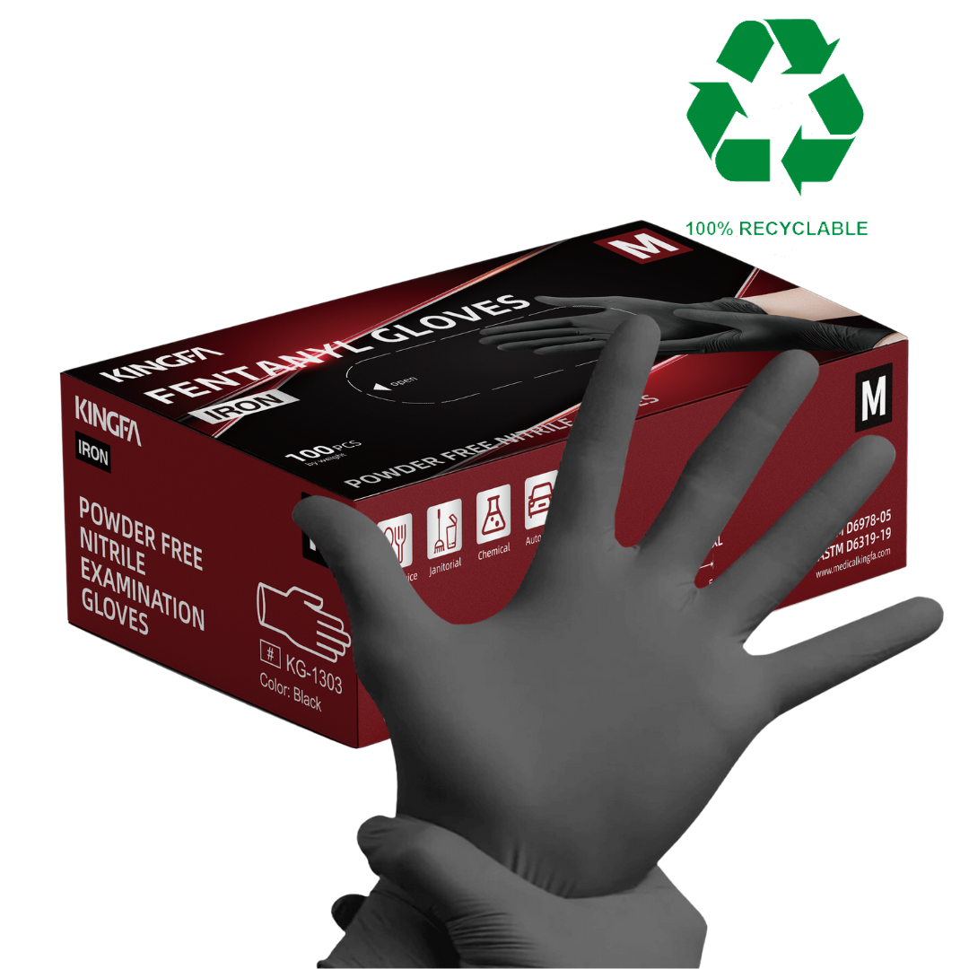 Black Nitrile Disposable Gloves (5 mil) 100 Gloves/Box - 100% Recyclable