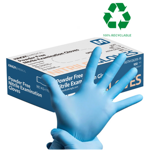 Blue, Nitrile Disposable Gloves 3.5 mil (100 gloves/box) - 100% Recyclable - $7.08/box