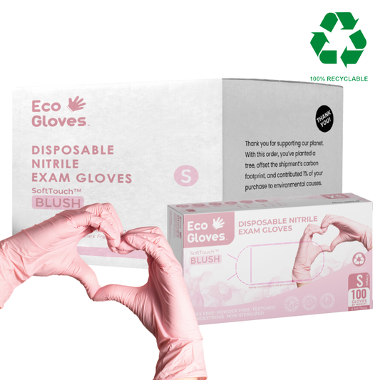 Nitrile Exam Gloves 4 Mil - (1,000 Gloves/Case) | Eco Gloves SoftTouch™ BLUSH