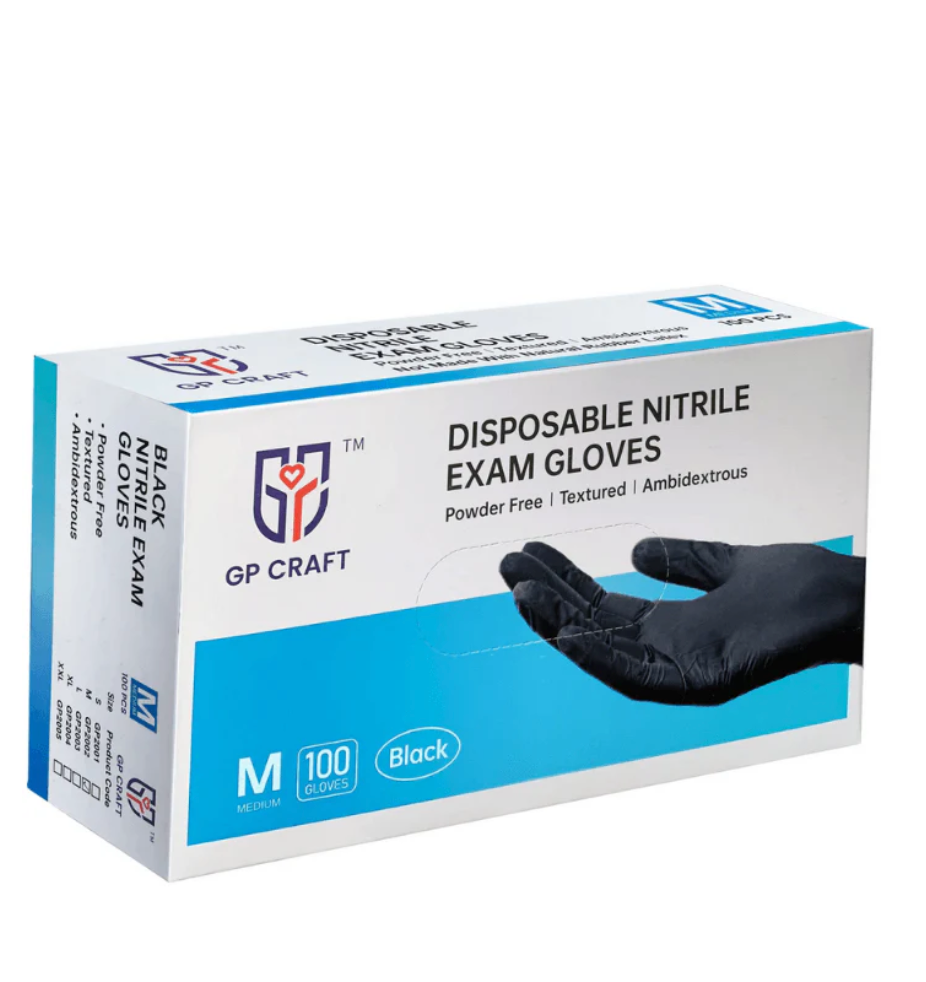 GP50 Black Nitrile Gloves (5 Mil) - BLACK (1,000 Gloves/Case)