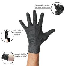 Load image into Gallery viewer, Black Nitrile Exam Gloves (5 Mil) Powder Free, Latex Free, 1,000 Gloves - 100% Recyclable

