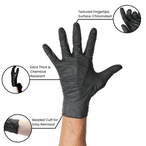 Black Nitrile Exam Gloves (5 Mil) Powder Free, Latex Free, 1,000 Gloves - 100% Recyclable