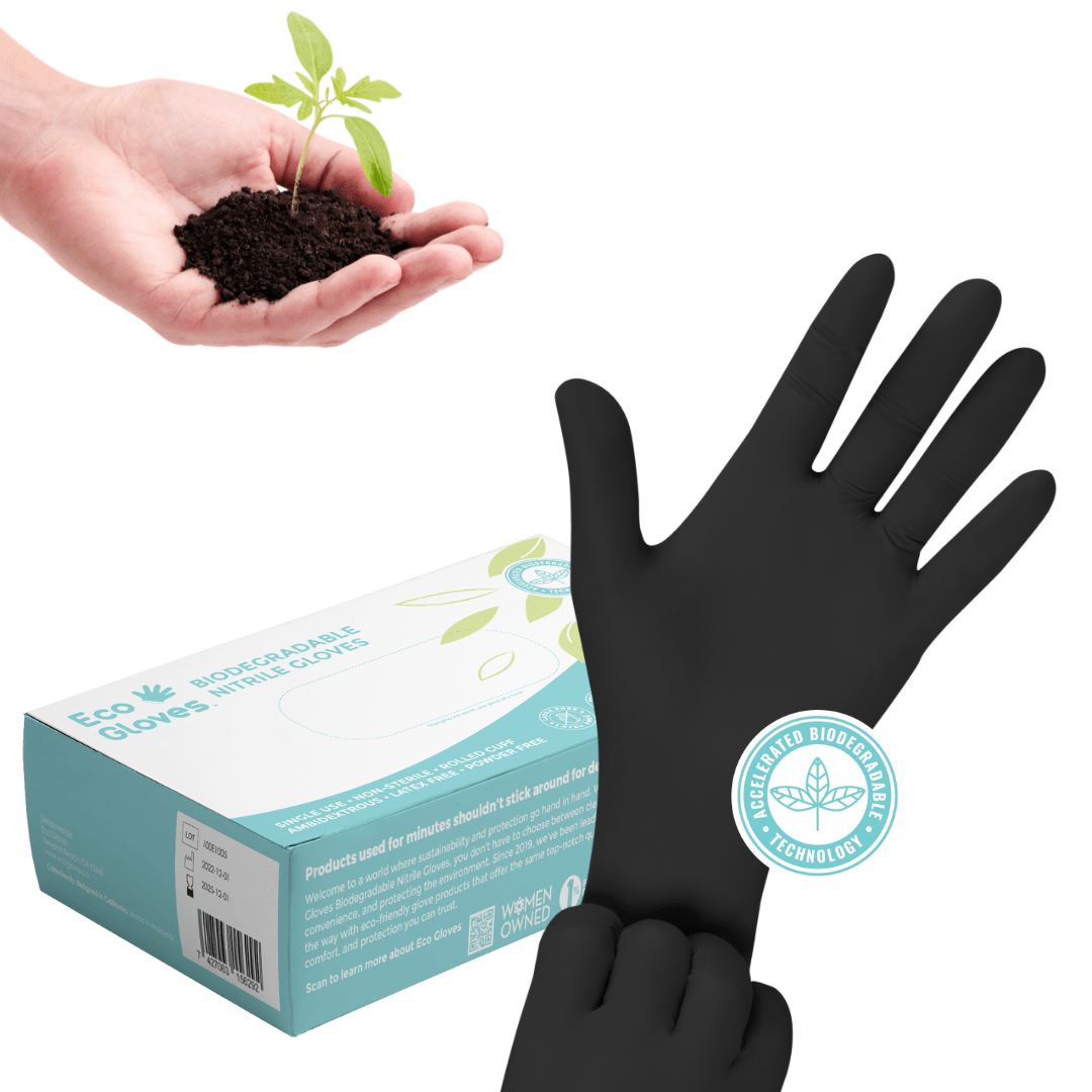 Biodegradable Nitrile Gloves 4 Mil - Black (100 gloves/box) | Eco Gloves - Eco Gloves
