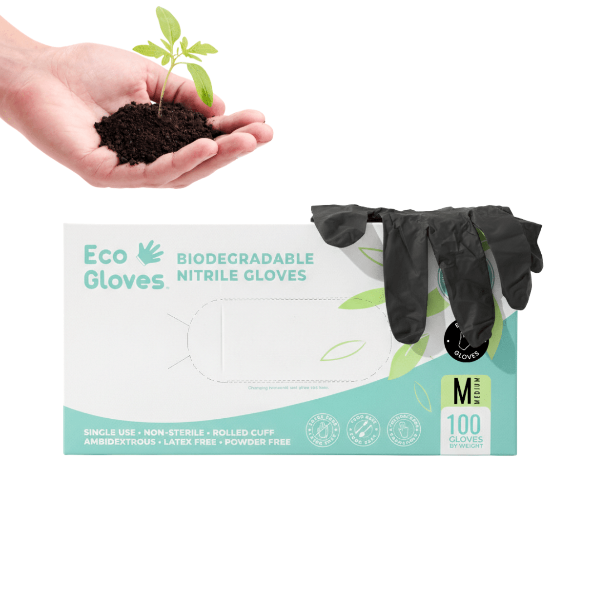 Biodegradable Nitrile Gloves 4 Mil - Black (100 gloves/box)