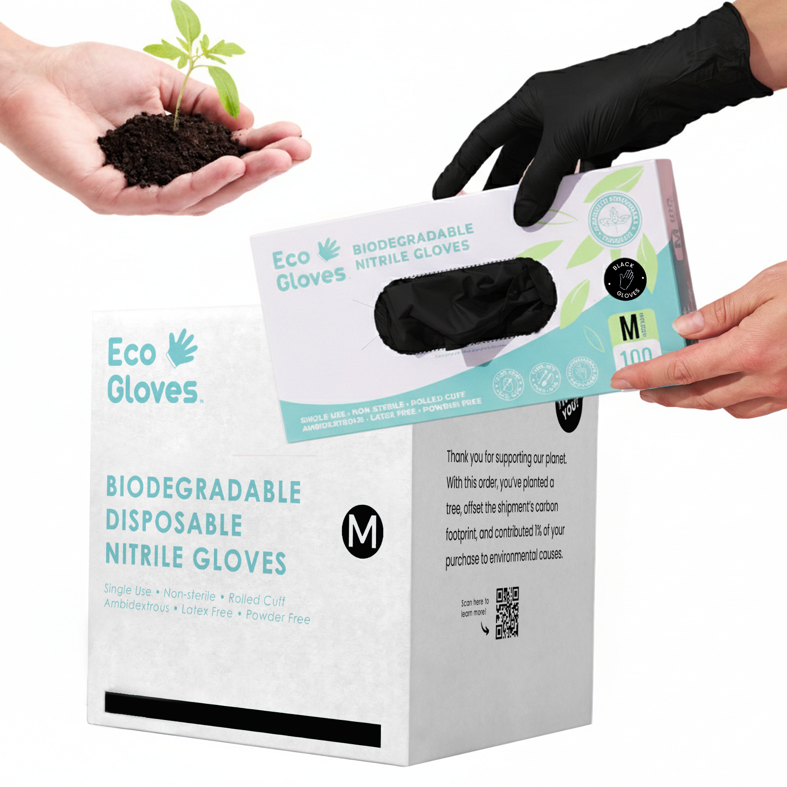 Biodegradable Nitrile Gloves 4 Mil - Black (1,000 Gloves/Case) Eco Gloves - Eco Gloves