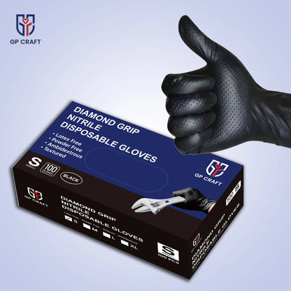 Diamond Grip Nitrile Disposable Gloves, 8 Mil - BLACK (1,000 Gloves/Case) | GP66 - Eco Gloves