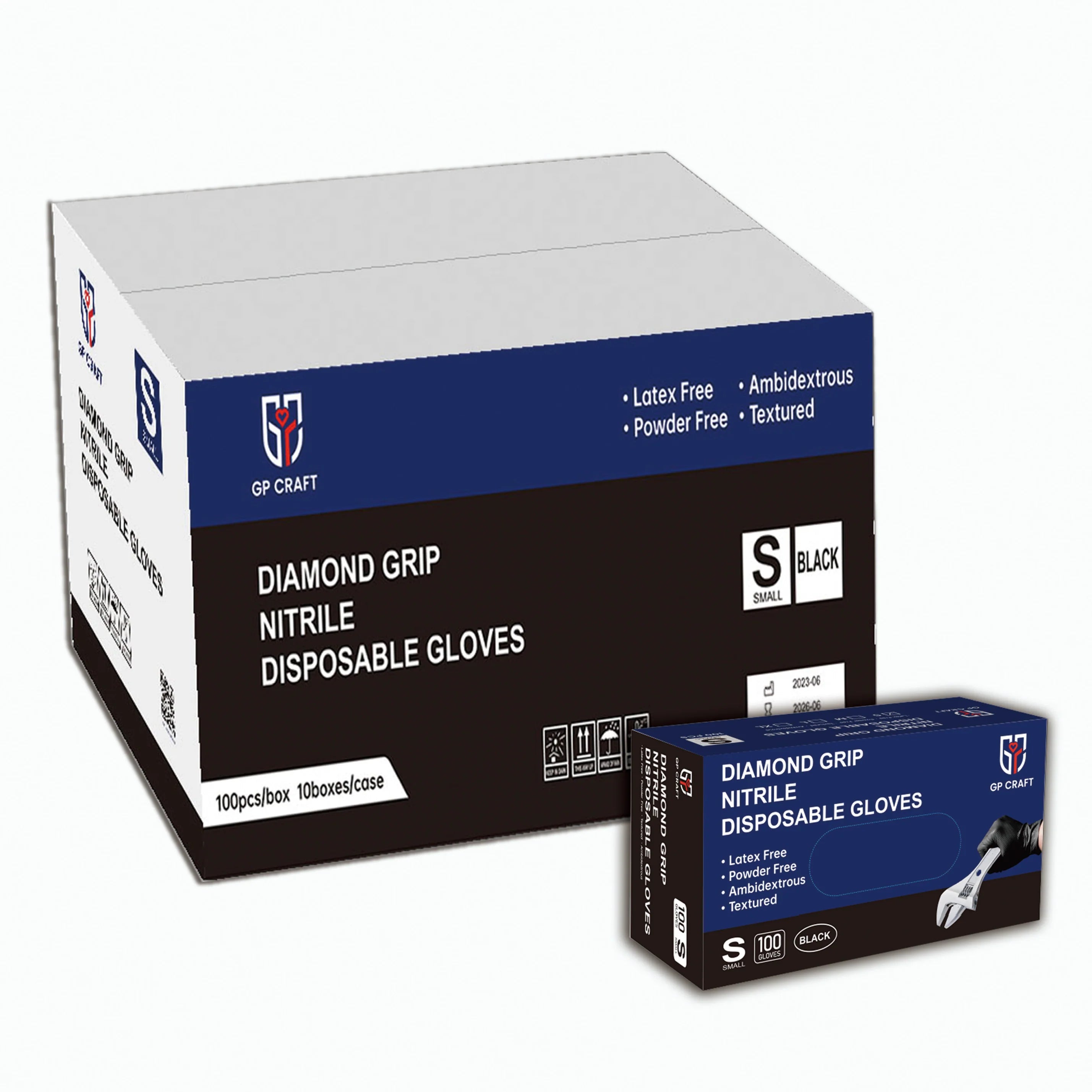 Diamond Grip Nitrile Disposable Gloves, 8 Mil - BLACK (1,000 Gloves/Case) | GP66