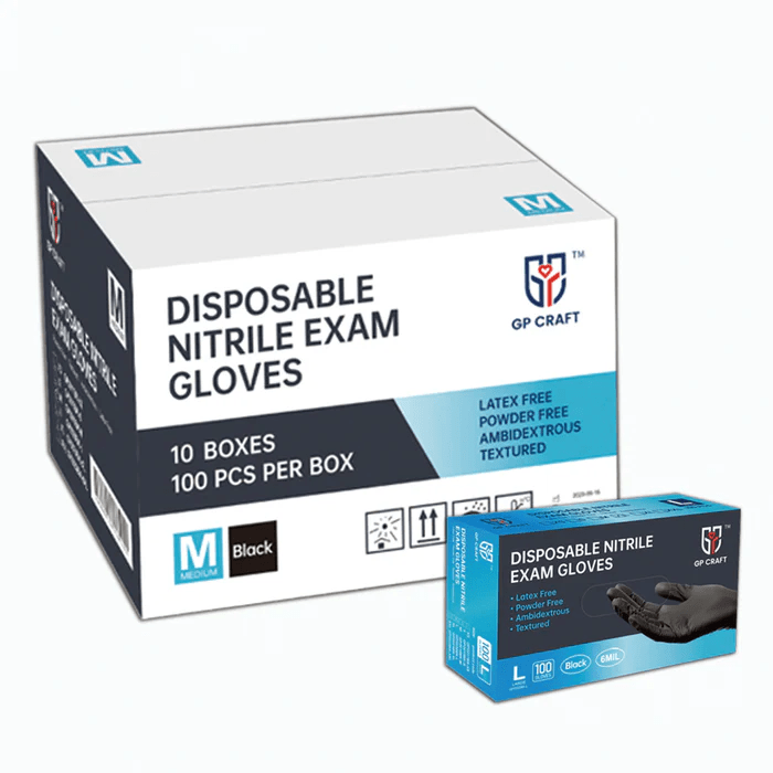 Disposable Nitrile Exam Gloves 6 Mil - BLACK (1,000 Gloves/Case) | GP63 - Eco Gloves