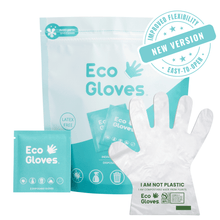 Load image into Gallery viewer, Individually Wrapped Compostable Disposable Gloves - Clear (24 Packets/Bag) | Eco Gloves - Eco Gloves
