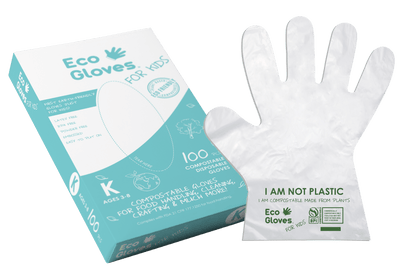 Kids Youth - Size Compostable Disposable Gloves - Clear (100 gloves/box) - Eco Gloves