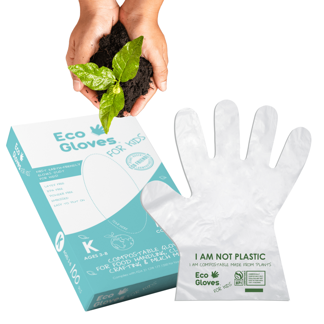 Kids Youth - Size Compostable Disposable Gloves - Clear (100 gloves/box) - Eco Gloves