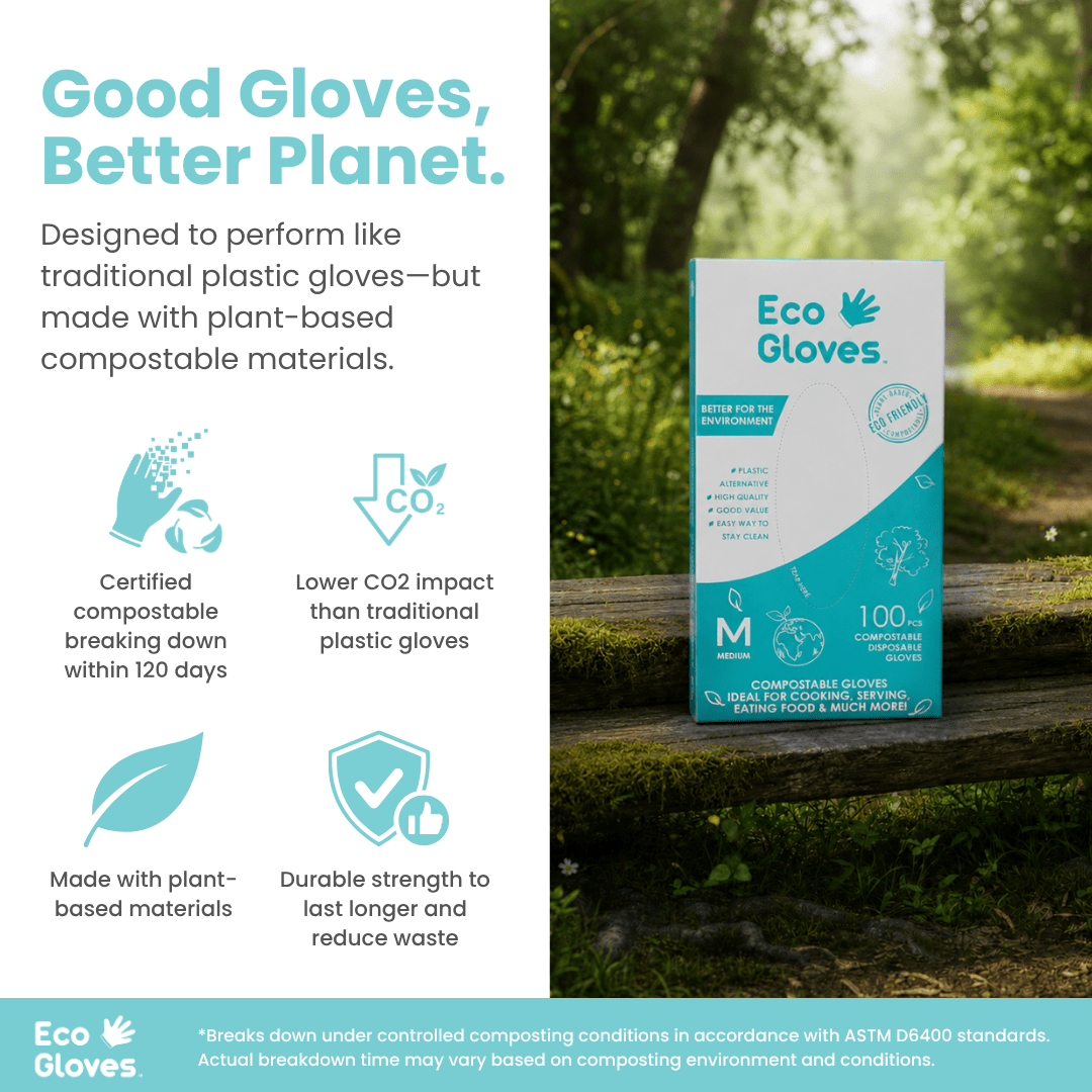 Kids Youth-Size Compostable Disposable Gloves - Clear (2,400 Gloves/Case) - Eco Gloves