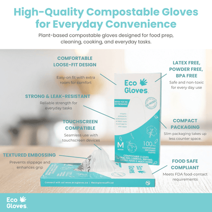 Kids Youth - Size Compostable Disposable Gloves - Clear (2,400 Gloves/Case) - Eco Gloves