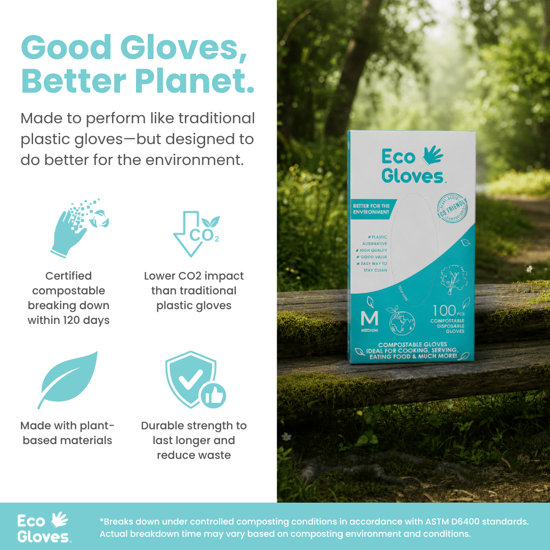 Kids Youth - Size Compostable Disposable Gloves - Clear (2,400 Gloves/Case) - Eco Gloves