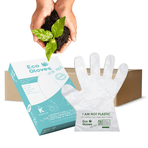 Kids Youth - Size Compostable Disposable Gloves - Clear (2,400 Gloves/Case) - Eco Gloves