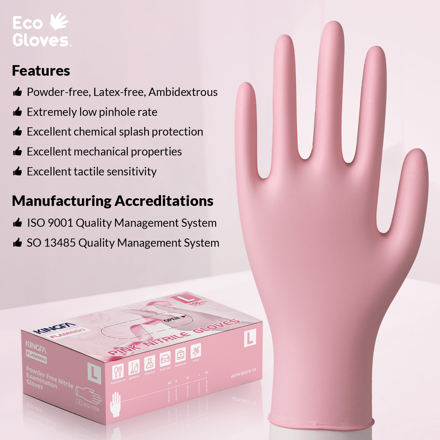 Nitrile Exam Gloves 3.5 Mil - Pink (100 Gloves/Box) - Eco Gloves