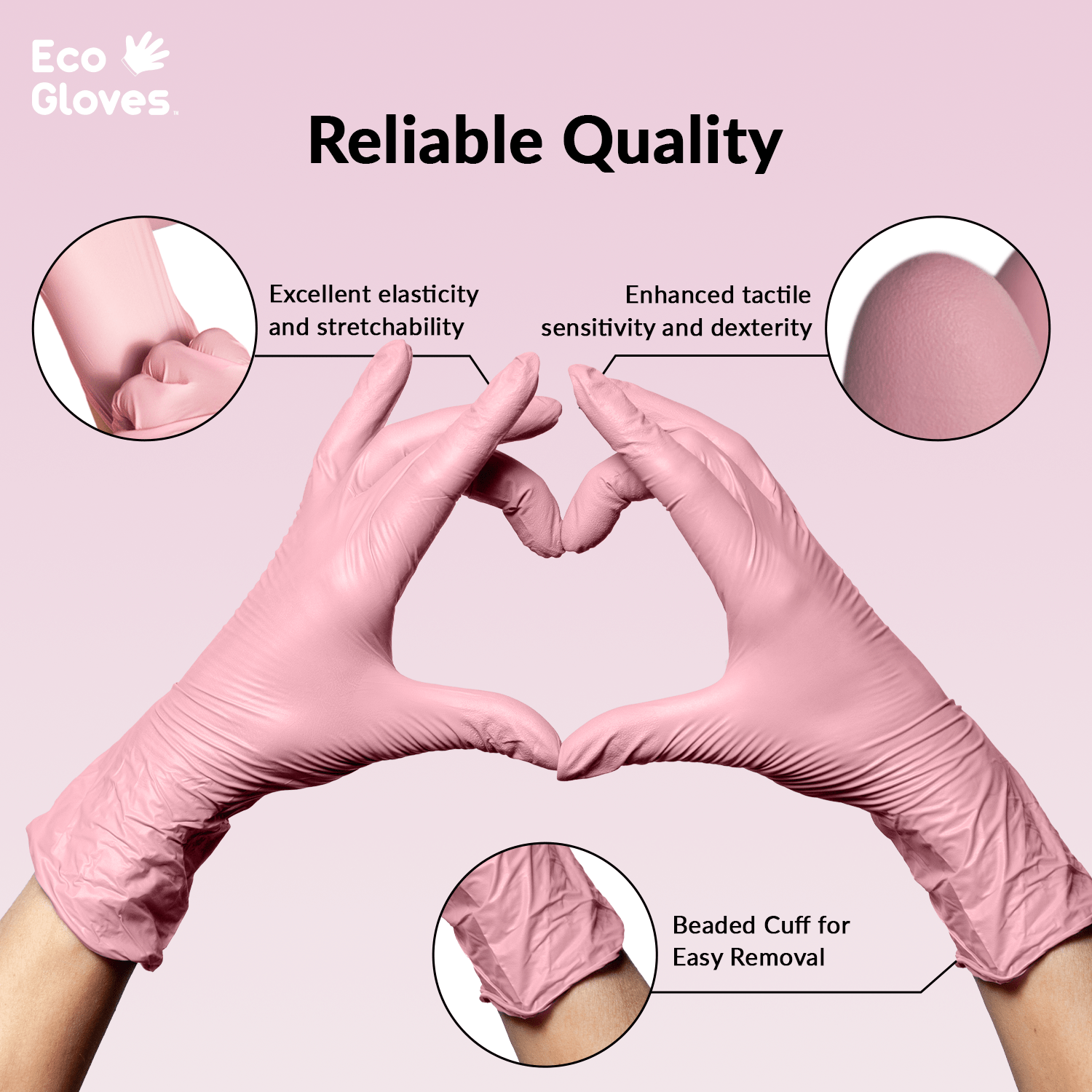 Nitrile Exam Gloves 3.5 Mil - Pink (100 Gloves/Box) - Eco Gloves