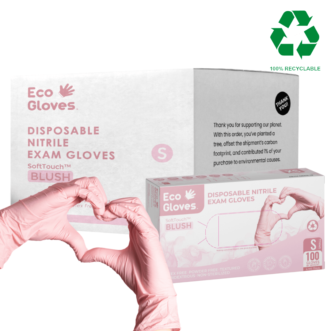 Nitrile Exam Gloves 4 Mil - (1,000 Gloves/Case) | Eco Gloves SoftTouch BLUSH