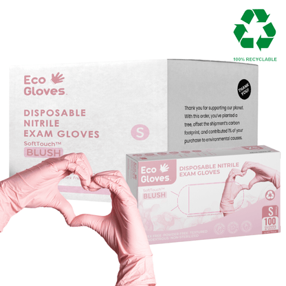 Nitrile Exam Gloves 4 Mil - (1,000 Gloves/Case) | Eco Gloves SoftTouch™ BLUSH - Eco Gloves