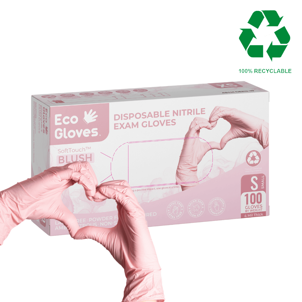 Nitrile Exam Gloves 4 Mil - Pink (100 Gloves/Box) | Eco Gloves SoftTouch™ BLUSH - Eco Gloves