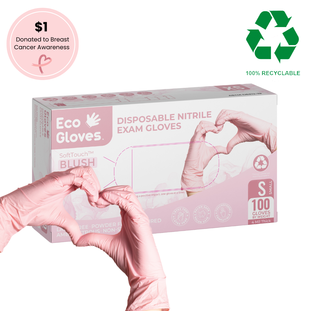 Nitrile Exam Gloves 4 Mil - Pink (100 Gloves/Box) | Eco Gloves SoftTouch™ BLUSH - Eco Gloves