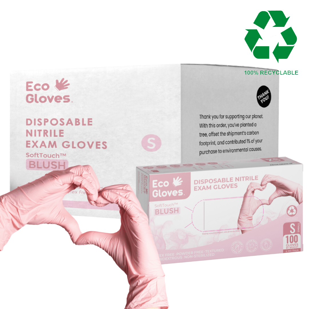 Nitrile Exam Gloves 4 Mil - Pink (1,000 Gloves/Case) | Eco Gloves SoftTouch™ BLUSH - Eco Gloves