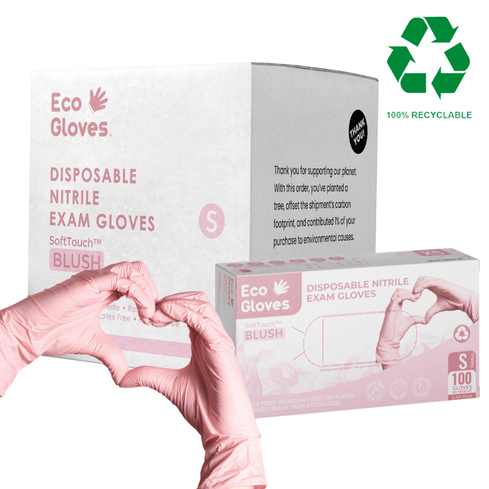 Nitrile Exam Gloves 4 Mil - Pink (1,000 Gloves/Case) | Eco Gloves SoftTouch™ BLUSH - Eco Gloves