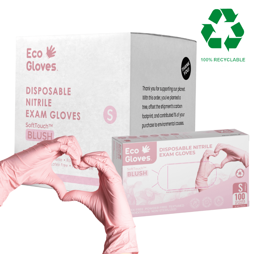 Nitrile Exam Gloves 4 Mil - Pink (1,000 Gloves/Case) | Eco Gloves SoftTouch™ BLUSH - Eco Gloves