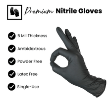 Load image into Gallery viewer, Nitrile Exam Gloves 5 Mil - Black (100 Gloves/Box) - Eco Gloves
