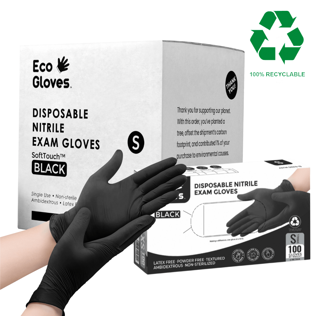 Nitrile Exam Gloves 5 Mil - BLACK (1,000 Gloves/Case) | Eco Gloves - Eco Gloves