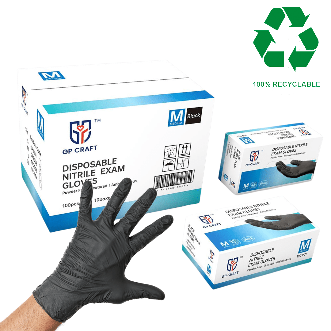 Nitrile Exam Gloves 5 Mil - Black (1,000 Gloves/Case) | GP50 - Eco Gloves