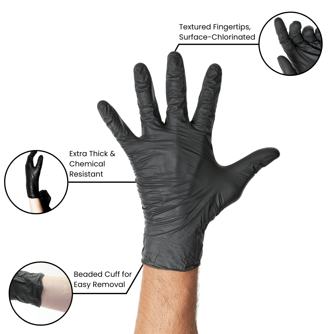 Nitrile Exam Gloves 5 Mil - Black (1,000 Gloves/Case) | GP50 - Eco Gloves